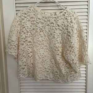 Floral cream shirt with a cream silk shirt underneath NEW WITH TAGS